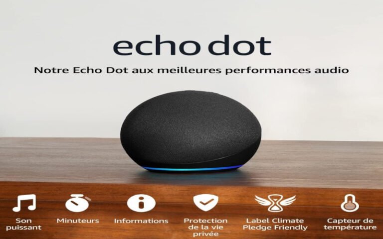 Echo Dot (5e génération, modèle 2022) | Enceinte connectée Bluetooth et Wi-Fi au son puissant encore plus imposant Alexa